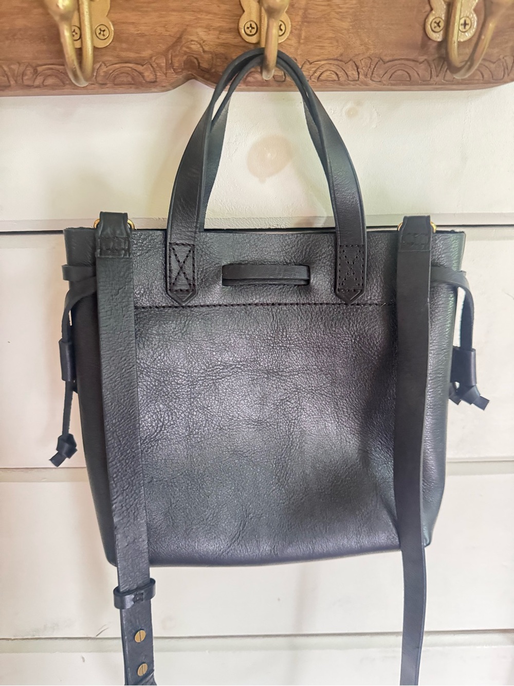 Madewell, black leather transport tote small - Picture 2 of 6